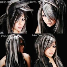 throwback to 2007. I use to love creating these chunks of color. My model MiMi also love the #emo look. Although I love this color at the time it was impossible to retouch without hurting the hair. Latest Hair Color Trends, White Hair Highlights, Emo Look, Gothic Hairstyles, Latest Hair Color, Guy Tang, Oval Face Hairstyles, Hairstyle Trends