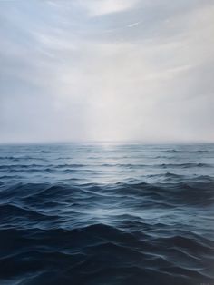 an oil painting of the ocean with waves