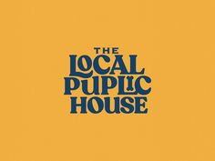 the local public house logo in blue and yellow on an orange background, with black lettering