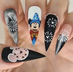 Disney Themed Nails, Disneyland Nails, Belle Nails, Minnie Mouse Nails