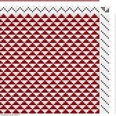 a red and white knitted blanket with black dots on the bottom, and an image of