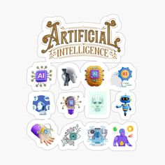 the sticker sheet has many different things on it, including an image of a robot and