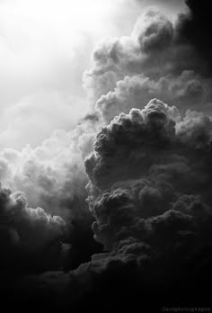 black and white photograph of clouds in the sky