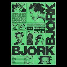 an advertisement for the new york radio show,'bujork'in black and green