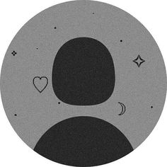 an image of a black and white circle with stars, moon and hearts on it