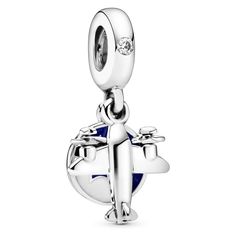 PRICES MAY VARY. Authentic PANDORA Charm, Comes with Original PANDORA Packaging (Packaging type may vary) 798027CZ 925 Sterling Silver Airplane dangle in sterling silver with 1 flush-set clear cubic zirconia, shimmering astral blue and white enameland engraving “To travel is to live” Take flight with this sterling silver dangle, depicting a shimmering blue and white enamel disc behind a gleaming propeller plane. The charm is detailed on the bail with a single stone and engraved on the back with Pandora Airplane Charm, Pandora Travel, To Travel Is To Live, Propeller Plane, Pandora Bracelet Charms, Pandora Silver, Green Gems, Green Diamond, Dangle Charms