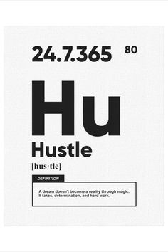 the element for hustle is shown in black and white