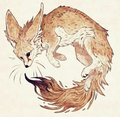 a drawing of a brown and white fox