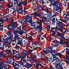 an abstract pattern with red, white and blue triangles