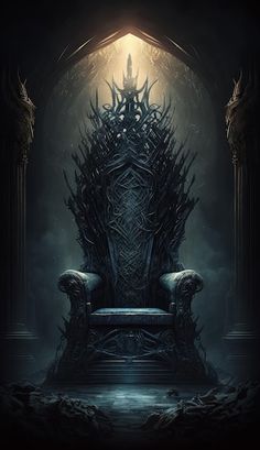 the iron throne in game of thrones is shown with its lights shining from behind it