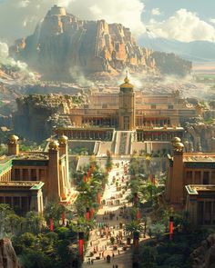 an artist's rendering of the grand palace in star wars, which is located on top of a mountain