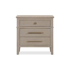 an image of a night stand with two drawers on each side and one drawer open