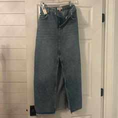 Purchased Last Fall. Took Off The Tags And It’s Too Small. New/Never Worn. Size 4. I’m Usually A 4/26 Waist. Really Cute! Long Denim Skirt, A 4, Denim Skirt, Womens Skirt, Color Blue, A Line, Size 4, Skirt, Tags