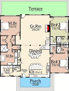 the floor plan for a house with two separate rooms and an attached garage area, which is