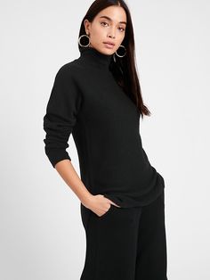 Funnel-Neck Sweater Tunic | Banana Republic Funnel Neck Sweater, Sweater Tunic, Chunky Sweater, Tunic Length, Tunic Sweater, Funnel Neck, Winter Fashion Outfits, Long Length, Christmas List