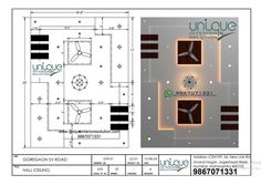 an architectural drawing shows the interior and exterior of a building, with different lighting fixtures