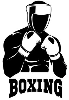 a black and white image of a man wearing boxing gloves with the words boxing on it