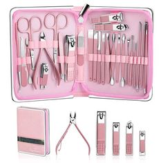 Manicure Set Nail Clipper Set,26PCS Siyaluens Manicure Kit,Manicure Set Professional Grooming Kits,Finger Nail Clip Set Pedicure Kit for Travel Manicure Kit,Nail Care Kit for Women & Men (Pink) ; Opens a new tab PRICES MAY VARY. 【26 IN 1 MANICURE KIT】You'll get 1 set of face care tools + 1 hand care tools + 1 foot care tools, which means SAVE MUCH MONEY & TIME to searching professional tool. Diagonal Nails, Fingernail Clippers, Cuticle Nipper, Steel Nail, Pedicure Kit, Manicure Kit, Beauty Nail, Manicure Y Pedicure, Manicure Set