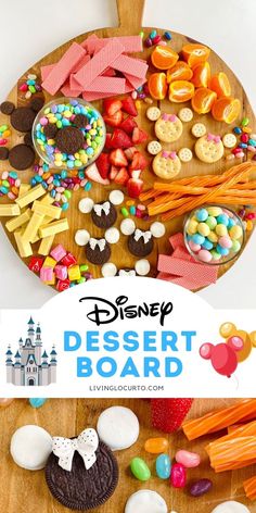 the dessert board is filled with different types of treats