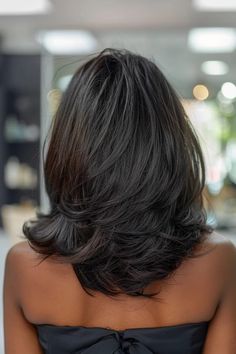 30+ Sexy Medium-Length Haircuts To Show Your Hairstylist Now - Flo's Blog Butterfly Haircut Black Women, Simple Haircuts For Medium Hair, Medium To Long Haircut With Layers, Medium Length Haircut With Layers Wavy, Short Long Layers, Shoulder Length Hairstyles For Thick Hair, Medium Length Haircuts For Thick Hair, Shoulder Length Blowout, Medium Length Blowout