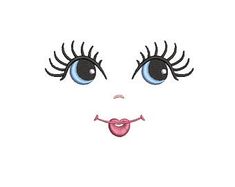 the face of a girl with blue eyes and long eyelashes is shown in this embroidery design