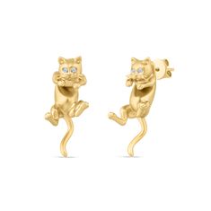 Whisker Wonders: 14K Cat Earrings with Diamonds Perfect your style with these adorable 14K gold cat earrings, featuring 4 sparkling diamonds (0.028ct) for added elegance. Specifications: - Material: 14K Gold- Diamond Weight: 0.028ct- Diamond Cut: Round Brilliant- Earring Type: Stud Features: - 14K gold for luxurious durability.- 4 diamonds (0.028ct) for exceptional brilliance.- Intricate cat design with textured details.- Post-back closure for secure fit.- Polished finish for radiant shine. Pair Gold Cat Earrings, Earrings With Diamonds, Whimsical Jewelry, Cat Earrings, Earring Type, Sparkle Diamonds, Cat Design, Diamond Cut, Round Brilliant