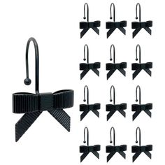 10 pairs of black bow clips with hooks