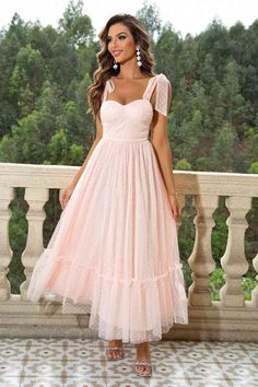 Tie-Shoulder Sweetheart Neck Dress - Sydney So Sweet Gaun Tulle, Sweetheart Neck Dress, Sweetheart Neck Dresses, Summer Formal Dresses, Pink Summer Dress, Maxi Slip Dress, Sweetheart Neck, Tie Dress, Evening Dresses Prom