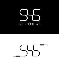 the logo for studio 045 is shown in black and white, with an arrow on it