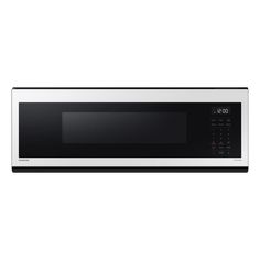 a black and white microwave oven on a white background