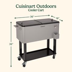 the cooler cart is shown with measurements for it