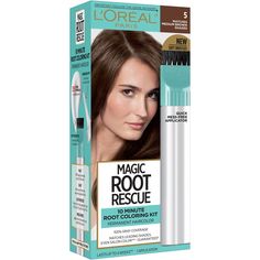 Rescue your roots between colorings with this 10-minute permanent root touch-up. It's quick precision applicator makes touching up roots fast and easy and it covers 100 % of your grays. Magic Root Permanent matches any shade including professional salon colors from black to light blonde. L'Oreal Paris Magic Root Rescue 10 Minute Root Hair Coloring Kit, 5 Medium Brown, 1 kit; L'Oreal Paris Magic Root Rescue permanent root kit provides a quick fix between salon appointments or at-home colorings 10 Salon Colors, Medium Brown Hair Color, Cover Gray Hair, Medium Golden Brown, Golden Brown Hair Color, Restore Damaged Hair, Golden Brown Hair, Medium Hair Color, Root Color