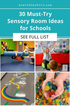 several different pictures with the words 30 must try sensory room ideas for schools see full list