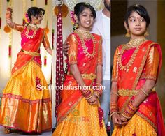 Film Director Maruthi Daughters Half Saree Ceremony photo Voni Function Half Saree, Half Saree Function Kids, Half Saree Ideas, Function Photos