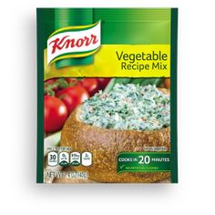 knor vegetable recipe mix in a bread bowl with tomatoes and green onions