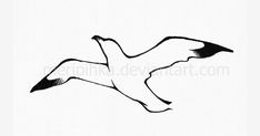 a black and white drawing of a bird flying