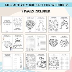 kids activity booklet for wedding with 9 pages included