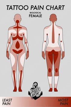 Tattoo Pain Chart: Most Painful (and least) Places to Get a Tattoo - Female Body #MiniTattoos #TinyInk #DelicateTats Places On Body For Tattoos, Borderless Tattoos, Tattoo Area Ideas, Painless Tattoo Placement, Painful Tattoo Areas Charts, Best Place To Get A Tattoo For Women, Best Places To Get A Tattoo For Women, Best Place For Tattoo Woman, Tattoo Painful Chart Women