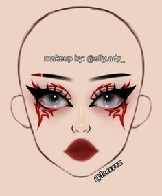 Makeup Drawing Halloween, @ally.ady_ Makeup, Boceto Makeup Egirl, Make Up Drawing, Makeup Looks Drawing, Makeup Ideas Drawing, Graphic Liner Looks, Anime Eye Makeup, Face Charts