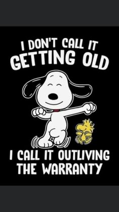 a black t - shirt with a cartoon dog saying i don't call it getting old, i call it outliving the warrant