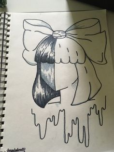 a drawing of a girl with a big bow on her head