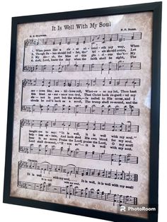 an old sheet with music notes on it and the words, it is well with my soul