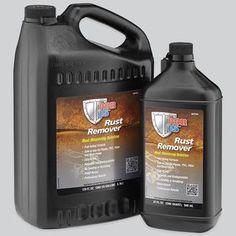 two gallon bottles of rust remover next to each other on a white background,