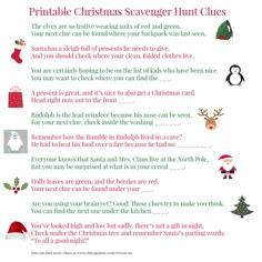 a printable christmas scavenger hunt clues