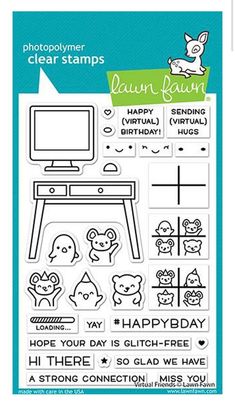 a clear stamp set with the words happy birthday