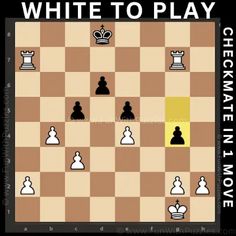 a chess game with the words white to play checkmate in two moves on it