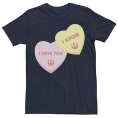 Every Star Wars fan will eat up this men's Valentine's Day t-shirt. Every Star Wars fan will eat up this men's Valentine's Day t-shirt. Crewneck Short sleeves FABRIC & CARE Cotton Machine wash Imported Color: Navy. Gender: male. Age Group: adult. Pattern: Graphic. Heart Candies, Valentines Day For Men, Pattern Graphic, This Man, Brand Names, Fabric Care, Tshirt Print, Valentine's Day, Age Group