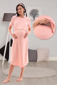 LohusaHamile 8070 Pink Melange Maternity Nursing Night gown Set for Hospital Bag ✓ Cotton Fabric ✓ There are Maternity Nightgown in the package  ✓ This Products have breastfeeding feature ✓ Night gown is Short sleeves ✓ it's a model that you can use after postpartum period ✓ Attention, There is no CROWN and SLIPPERS in the Package * Size Range; if your weight's 60-70 Kilograms or 132 Ib - 154 Ib. You Should buy size ''S'' * Size Range; if your weight's 71-81 Kilograms or 154 Ib - 178 Ib. You Sho Maternity Nightgown, Postpartum Period, Nursing Nightgown, Pyjama Sets, Post Partum, Hospital Bag, Womens Pyjama Sets, Maternity Nursing, Cotton Bag