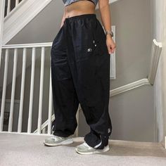 Vintage rare Starter Oversized fit nylon windbreaker lightweight Track Pants tracksuit bottom   Tag says Men's XL and sizing is flexible due to drawcord waist, unisex 34" inner leg Seen on size 10uk, 5'4" height overall Good condition joggers sportswear trackie track-pant tracksuit bottom sweatpants casual streetwear baggy pants parachute pants y2k 00s gymwear activewear unisex  68 Windbreaker Track Pants, Baggy Pants, Baggy Pant, Casual Streetwear, Gym Wear, Oversized Fits, Track Pants, Jogging, Overalls