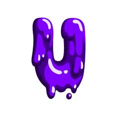 the letter u is painted in purple liquid